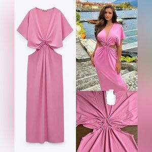 Zara Pink Backless Women's Dress